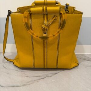 Vintage Rare Mustard Leather Christine deGennaro Bag with Acryllic Handle